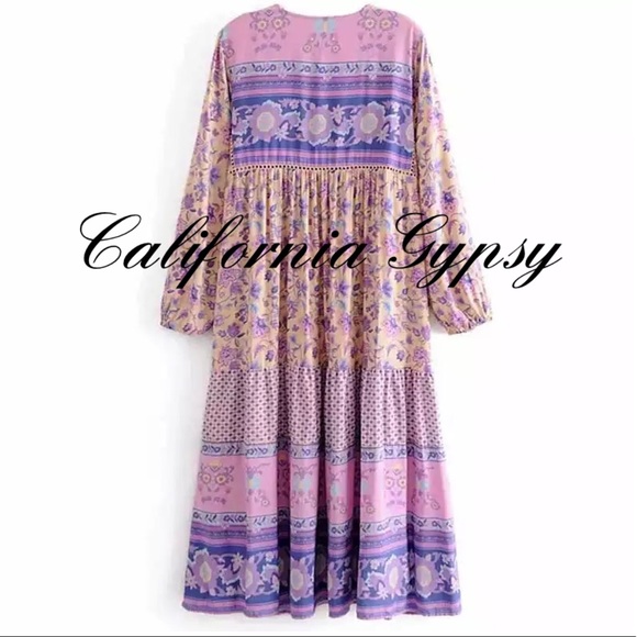 HP🎉Boho Chic Gypsy Vintage Floral Maxi Dress - Picture 11 of 13